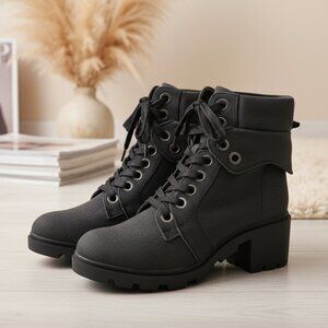Maurices Dark Gray Combat Boots Lace Up Block Heel Lug Sole Women 11M